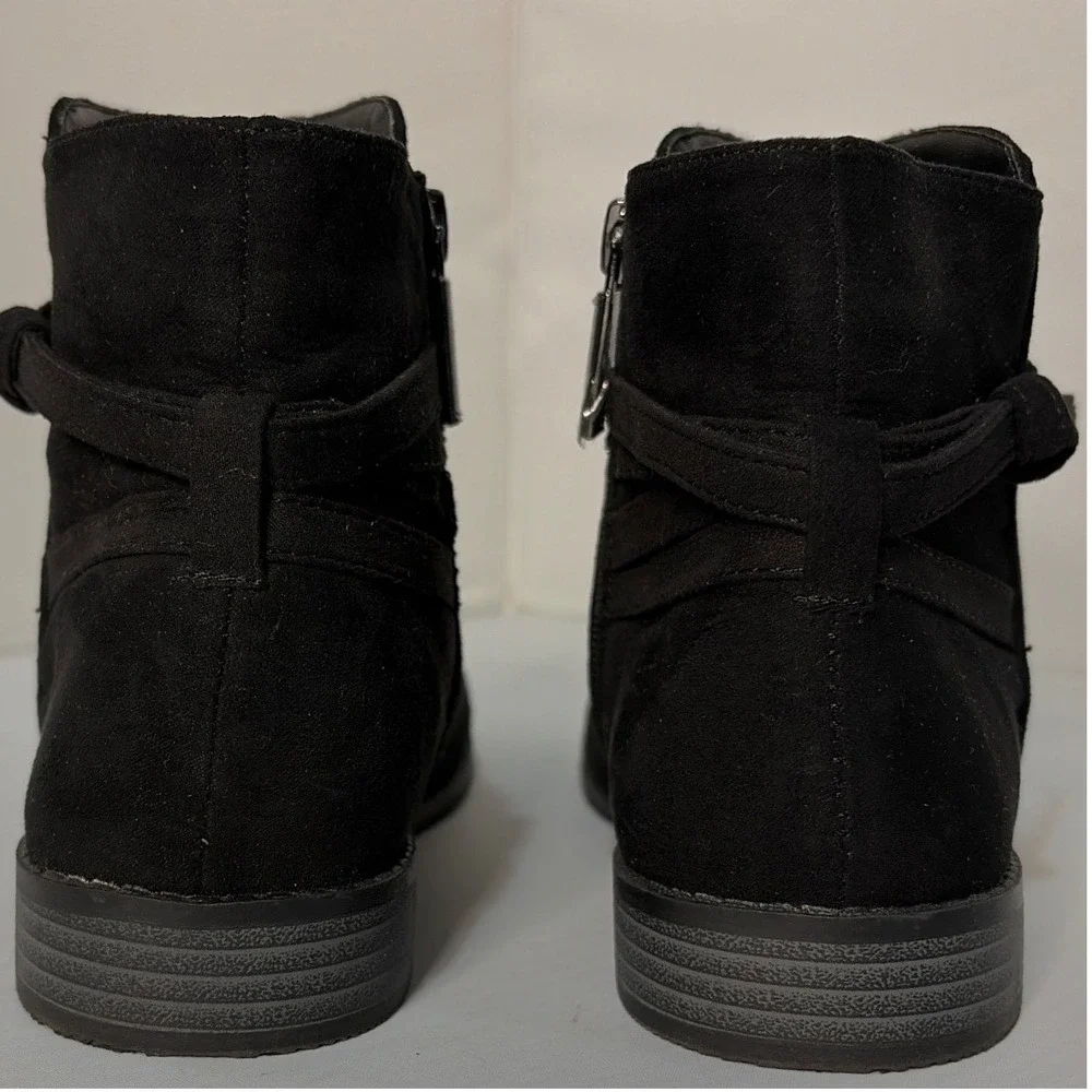 Michael Kors Emma Carmen Black Faux Suede Ankle Boots Kids Size 4 MK